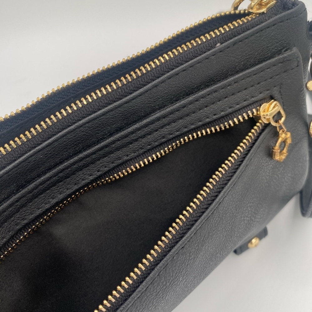 Black Crossbody Bag with Gold Accents - Picture 7 of 7